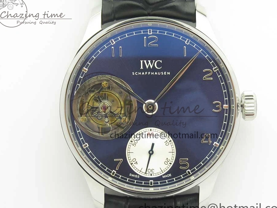 MIROTIME 0227 Seasonal Portuguese Tourbillon IW5463 SS ZF Best Edition Blue Dial on Black Leather Strap 7171